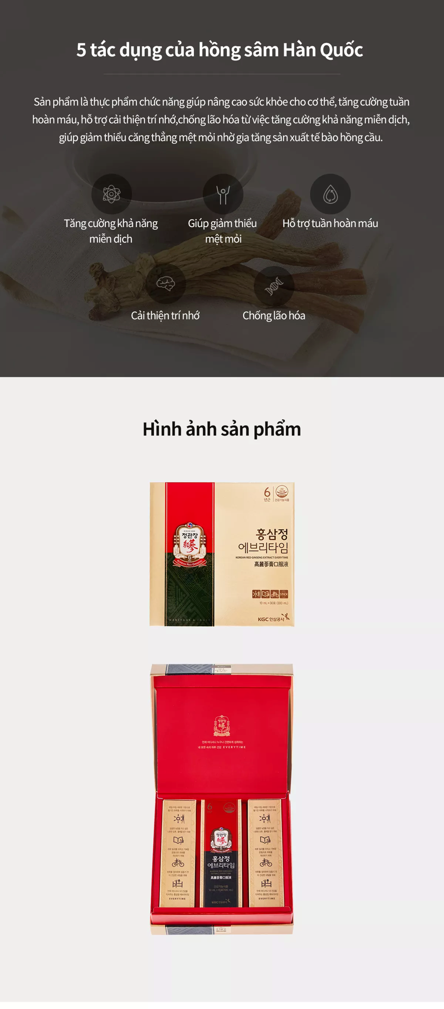 Mô Tả Tinh Chất Hồng Sâm Pha Sẵn KGC Cheong Kwan Jang EveryTime Original (30 gói) 2