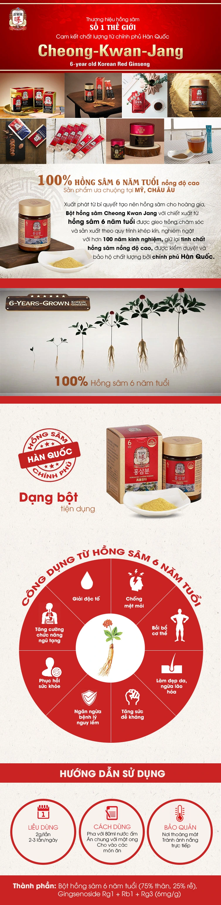 Mô tả Bột Hồng Sâm KGC Cheong Kwan Jang Powder (90g)